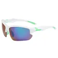 Outdoor-Sportsonnenbrille mit weißem Rahmen, grünen Akzenten und blau-violetten Gläsern - Weiß Grüner Rahmen Mit Grün Verspiegelten Polarisierten Gläsern (C7)