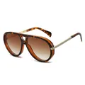 Retro oversized sunglasses featuring tortoiseshell frames and brown gradient lenses - Tortoiseshell Frame Dark Brown Lens