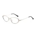 Lunettes de soleil minimalistes en métal argenté avec design œil-de-chat et branches noires - Monture Argentée Verres Transparents