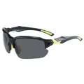 Polarized sports sunglasses with black and yellow frame and dark grey UV lenses - Black Yellow Frame With Gray Polarized Lens (C4)
