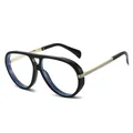 Classic aviator sunglasses with black frame, gold metal temples and blue light lenses - Black Frame Clear Lens