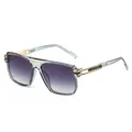 Retro square oversized sunglasses with grey translucent frame and purple gradient lenses - Translucent Grey Frame Grey Lens