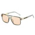Occhiali da sole squadrati vintage con montatura verde scuro e stanghette in metallo oro - Montatura Verde Lente Champagne