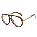 Retro tortoiseshell aviator sunglasses with gold metal temples and blue light lenses - Tortoise Frame Clear Lens