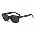 Classic tortoise shell sunglasses with dark lenses and silver rivets on a white background - C6 Tortoise Frame Gray Lenses