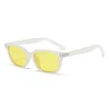 Vintage square sunglasses with yellow lenses and translucent white matte frames - C7 Jelly White Frame Light Yellow Lenses