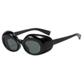 Lunettes de soleil ovales modernes à monture noire épaisse et verres gris - Standard / Standard (TVA de 13 % incluse) monture noire et verres gris