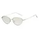 Lunettes de soleil ovales en métal argenté minimalistes avec verres légèrement teintés - Monture Argentée Verres Miroir Argent