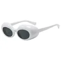 Lunettes de soleil ovales blanches rétro avec monture épaisse et verres noirs pour un style urbain - Standard / Standard (incluant facture TVA 13 %) monture blanche verres gris complet