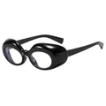 Lunettes de soleil ovales rétro œil d'insecte avec monture noire épaisse et verres clairs à 45° - Standard / Monture noire standard verres transparents