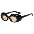 Lunettes de soleil ovales rétro à monture épaisse noir brillant et verres ambrés - Standard / Standard (monture noire, verres thé clair)