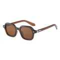 Lunettes de soleil rétro carrées avec monture ambre translucide et verres bruns - Monture Thé Verres Thé