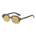 Lunettes de soleil rétro carrées avec monture marron dégradé et verres ambrés chic - Monture Dégradé Vert Verre Vert Clair
