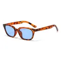 Square tortoiseshell sunglasses with light blue lenses and silver rivet accents - C5 Tortoise Frame Blue Lenses