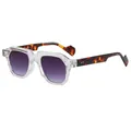 Retro oversized square sunglasses with transparent frames and tortoise shell temples - Transparent Frame Gradient Gray Lens Sunglasses
