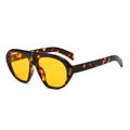 Retro oversized sunglasses with yellow lenses and dark brown tortoiseshell frames - Tortoise Frame Yellow Lens