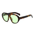 Vintage oversized tortoiseshell sunglasses with green lenses shown in a side profile view - Tortoise Frame Green Lens