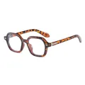 Lunettes géométriques rétro en écaille avec monture épaisse et détails en métal - Monture Écaille Anti-Lumière Bleue