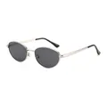Lunettes de soleil ovales rétro avec monture en argent et verres gris foncé - Monture Argentée Verres Gris Noir