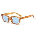 Retro style sunglasses with amber orange frame and light blue lenses model 2334 - C12 Soy Flour Frame Light Blue Lenses