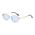 Lunettes de soleil ovales vintage avec monture en métal doré et verres bleu clair - Monture Argent Verres Bleus