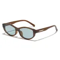 Retro small frame cat eye sunglasses with brown translucent frame and light blue lenses - Tea Frame Blue Lens