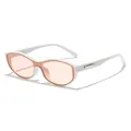 Chic small frame white cat-eye sunglasses with orange lenses and silver side accents - White Frame Orange Lens