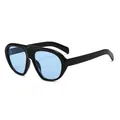 Retro-Piloten-Sonnenbrille mit schwarzem Rahmen und hellblau getönten Gläsern - Normal / Schwarzer Rahmen Blaue Gläser