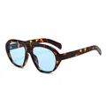 Retro oversized tortoiseshell sunglasses with light blue translucent lenses - Tortoise Frame Blue Lens