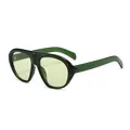Ρετρό τετράγωνα γυαλιά ηλίου από σκούρα πράσινη ρητίνη με ανοιχτούς πράσινους φακούς - Κανονικό / Πράσινος Σκελετός / Πράσινοι Φακοί