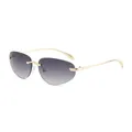 Y2K rimless metal sunglasses with oval gradient lenses and sleek gold frames for street style - Gold Frame Gradient Gray Lens