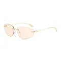 Y2K rimless sunglasses with orange teardrop lenses and gold metal frames for beach fashion - Gold Frame Light Tea Lens