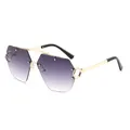 Randlose Pilotensonnenbrille mit lila Verlaufsgläsern und goldenem Doppelsteg-Metallrahmen - Goldrahmen Verlaufs-Graue Gläser