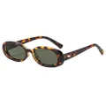 Vintage oval tortoise shell sunglasses with dark green lenses and UV protection - Regular / Regular (13% VAT) Cream Tortoise Frame and Dark Green Lenses