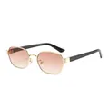 Polygonal gold metal sunglasses with brown gradient lenses for a stylish, modern look - Regular / Standard (Incl. 13% VAT) Gold Frame with Gradient Brown Lenses