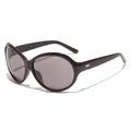 Fashion oversized women's sunglasses with dark wine red frames and silver heart detail - Burgundy Frame Grey Pink Lens