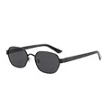 Modern black polygonal sunglasses for men with high-end metal frame and UV protection - Regular / Standard Black Frame with Black-Gray Lenses