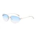 Y2K Randlose Sonnenbrille mit hellblauen Verlaufsgläsern und silbernem Metallrahmen - Silberrahmen Doppelblaue Gläser