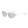 Y2K rahmenlose Metall-Sonnenbrille mit silbernem Rahmen und lila Verlaufsgläsern - Silberner Rahmen Hellgraue Linse
