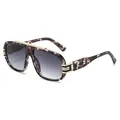 Fashionable oversized tortoise shell sunglasses with gold metal trim and gradient lenses - Tortoise Frame Gradient Grey Lens