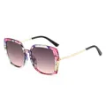 Occhiali da sole quadrati oversize alla moda con montatura floreale e lenti sfumate - Montatura Floreale Rosa Lenti Tè