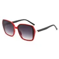 Chic oversized polygon sunglasses with red frame and gradient purple lenses - Red Frame Double Grey Lens