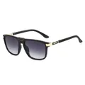 Gafas de sol de aviador de metal con lentes degradadas violetas y montura cuadrada - Montura Negra Lente Gris Doble