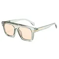 Lunettes de soleil rétro carrées avec monture verte, verres orange et accents dorés - Monture Verte Transparente Verre Rose