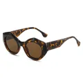 Gafas de sol de moda con montura de carey y lentes de color marrón oscuro - Marco de Leopardo Lentes Marrones