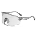 Translucent grey oversized cycling sunglasses with clear lens for outdoor wind protection - Translucent Grey Frame Light Grey Lens