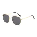 Modern double bridge polygonal metal sunglasses with gold frame and dark gray lenses - Regular / Gold Frame Grey Lens