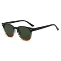 Retro-Sonnenbrille mit quadratischem Rahmen, schwarz-orangefarbenem Verlauf und grünen Gläsern - Schwarz Tee Verlauf Rahmen G15 Linse