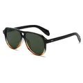 Classic pilot sunglasses with double bridge frame and subtle metal rivet accents - C2 Black Brown Gradient Frame G15 Lens