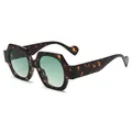 Lunettes de soleil oversize géométriques en écailles de tortue avec verres vert clair - Monture Écaille Verres Dégradés Verts